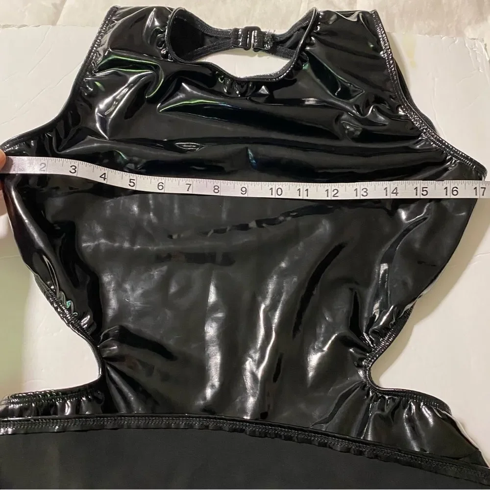 The Line up dance costume mature faux leather leotard DENISE LIQUID DRESS XL adl